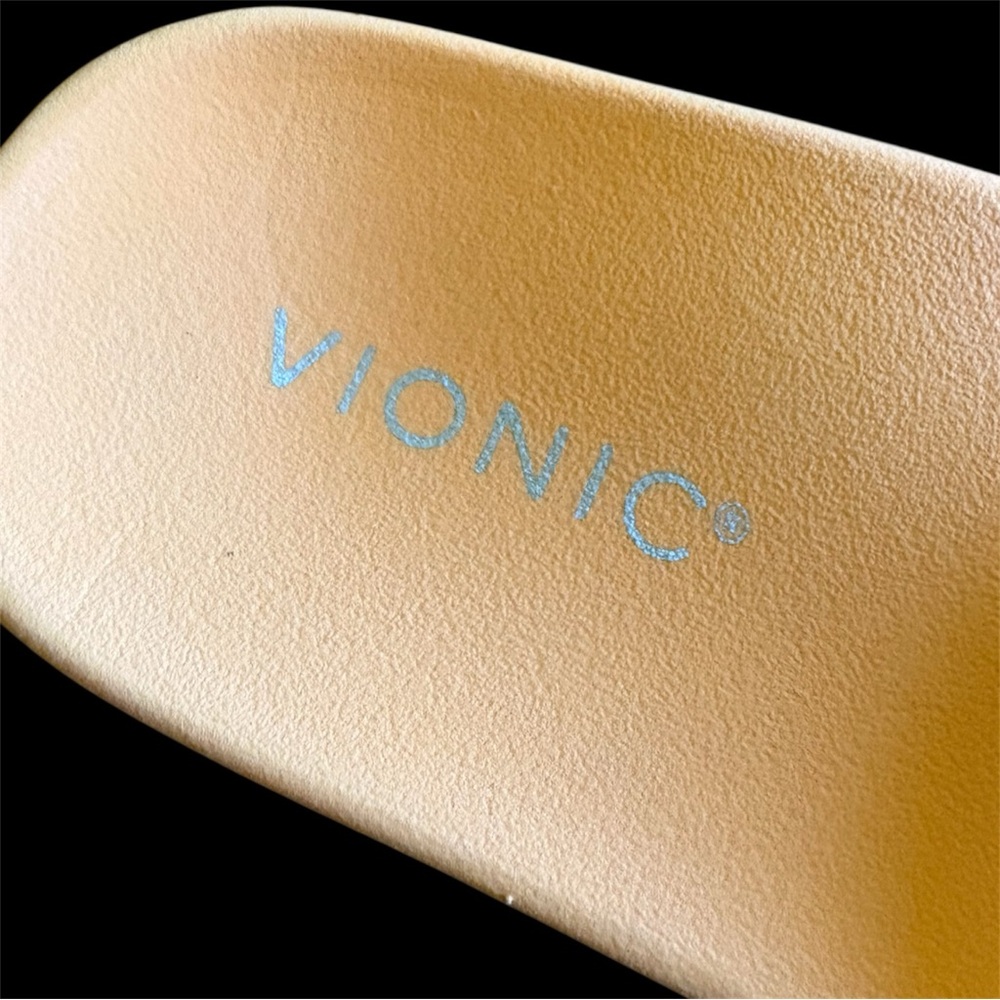 Vionic Orange Leather Slide Sandals - Picture 12 of 14